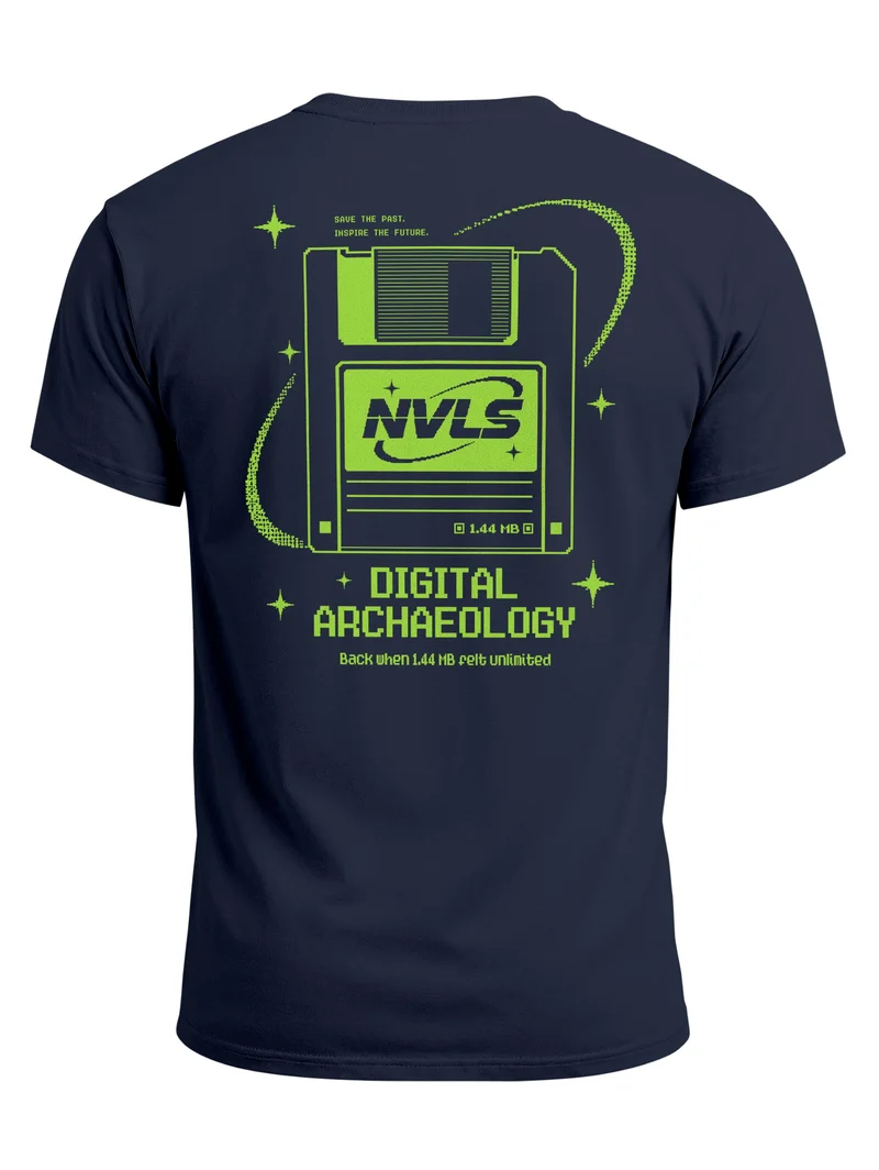 Herren T-Shirt Backprint - Design Digital Archaeology - Baumwollshirt Männer Fashion Streetstyle Slim Fit