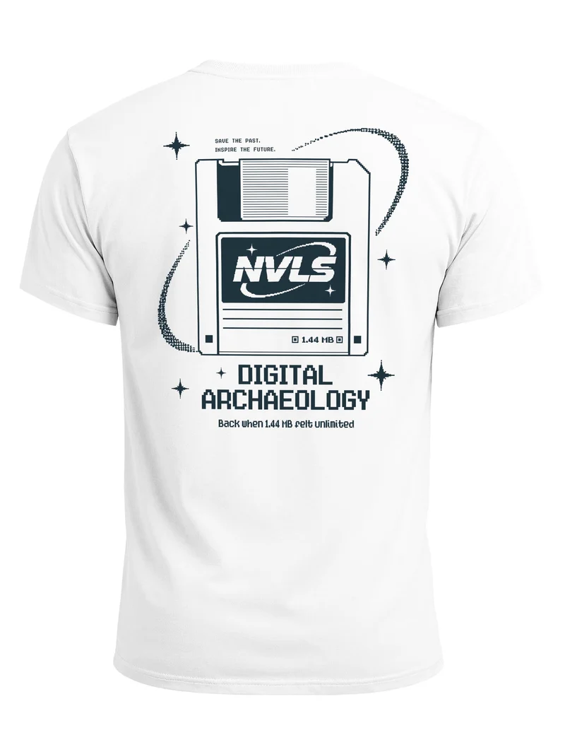 Herren T-Shirt Backprint - Design Digital Archaeology - Baumwollshirt Männer Fashion Streetstyle Slim Fit