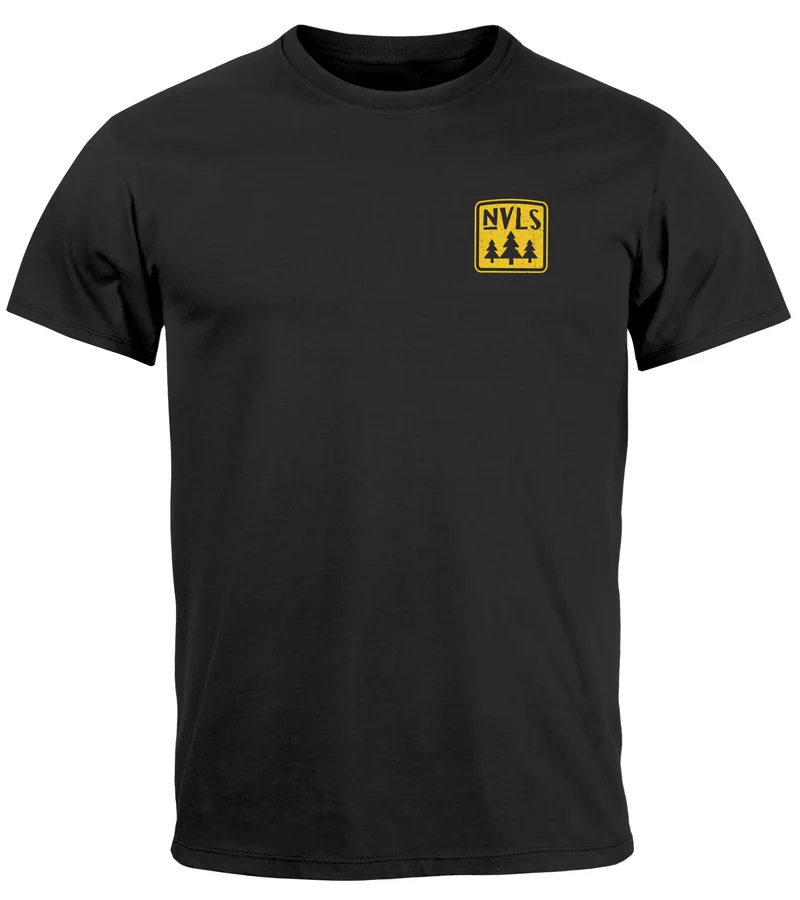 Herren T-Shirt Backprint SpuchThink Outside Rückenaufdruck Wald Outdoor Camping Männer Fashion Streetstyle