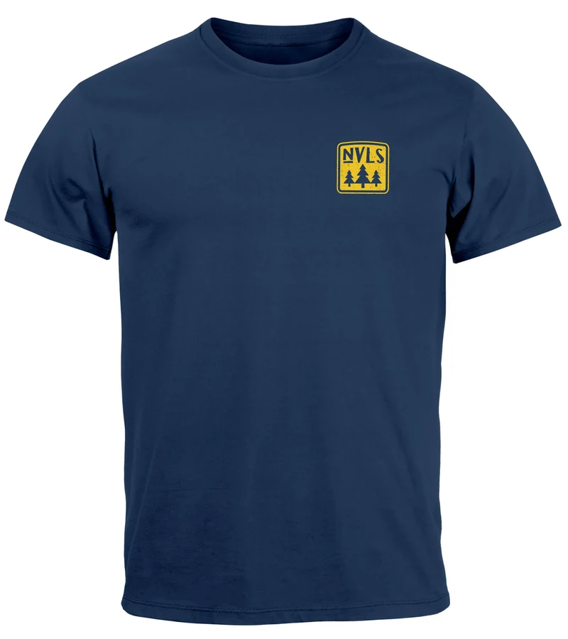 Herren T-Shirt Backprint SpuchThink Outside Rückenaufdruck Wald Outdoor Camping Männer Fashion Streetstyle