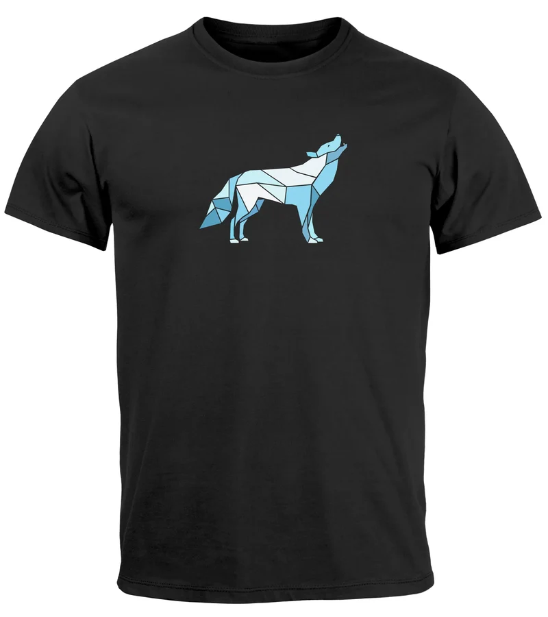 Herren T-Shirt Bedruckt Polygon Grafik Wolf Outdoor Fashion Tiermotiv Wandern Geometric Fashion Streetstyle