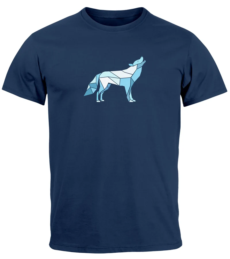 Herren T-Shirt Bedruckt Polygon Grafik Wolf Outdoor Fashion Tiermotiv Wandern Geometric Fashion Streetstyle