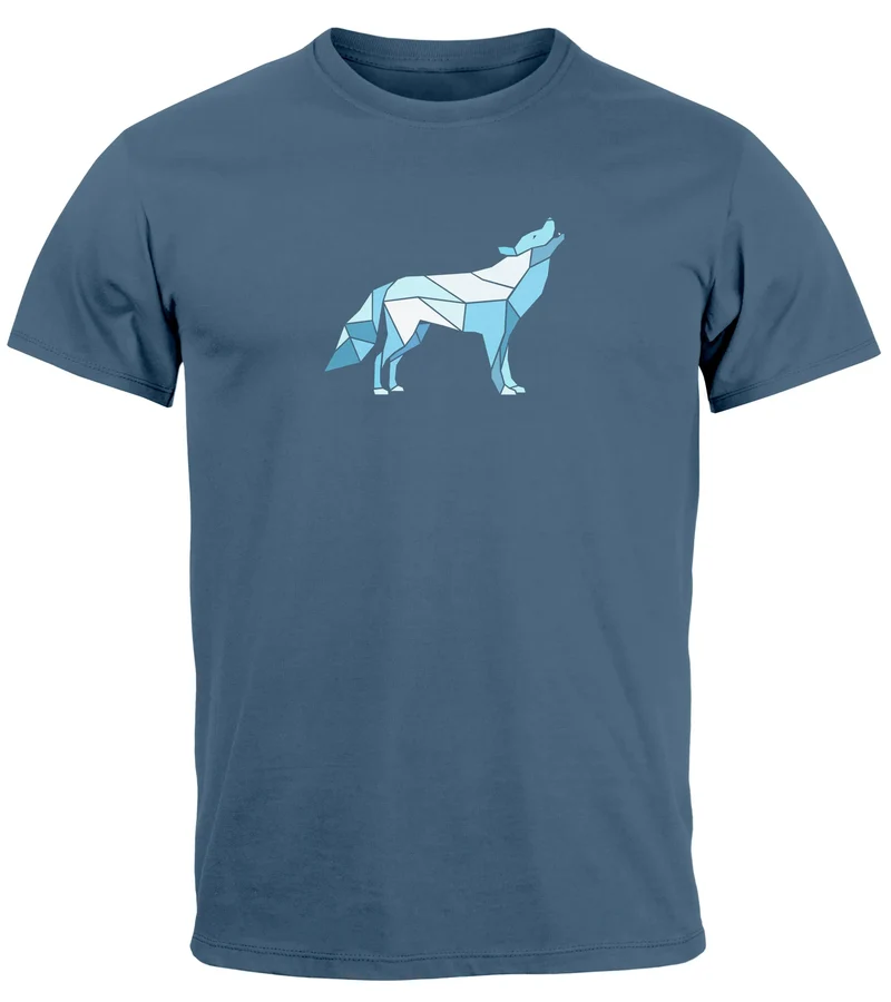 Herren T-Shirt Bedruckt Polygon Grafik Wolf Outdoor Fashion Tiermotiv Wandern Geometric Fashion Streetstyle