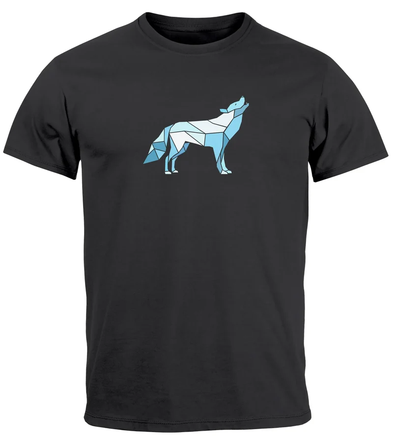 Herren T-Shirt Bedruckt Polygon Grafik Wolf Outdoor Fashion Tiermotiv Wandern Geometric Fashion Streetstyle