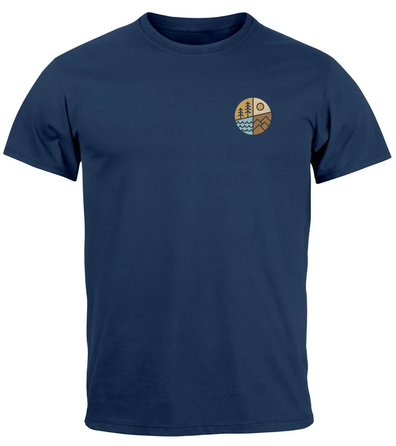 Herren T-Shirt Backprint Natur Grafik Berge Wald Adventure Outdoor Casual Männer Fashion Streetstyle