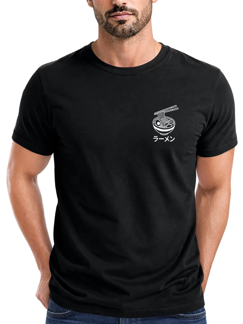 Herren T-Shirt Frontprint - Japan Design Ramen - Baumwollshirt Männer Fashion Streetstyle Slim Fit