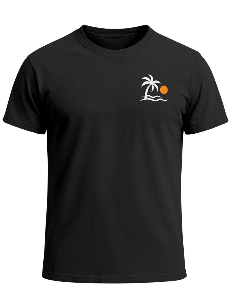 Herren T-Shirt Frontprint - Design Palme - Baumwollshirt Männer Fashion Streetstyle Slim Fit