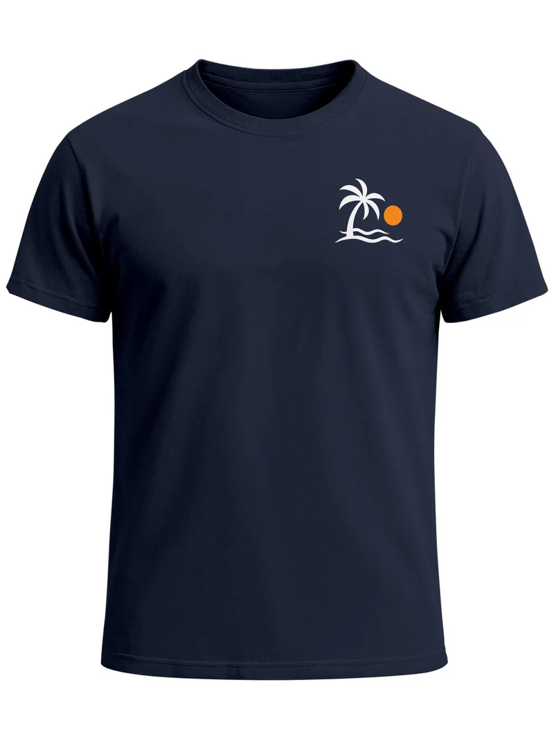 Herren T-Shirt Frontprint - Design Palme - Baumwollshirt Männer Fashion Streetstyle Slim Fit