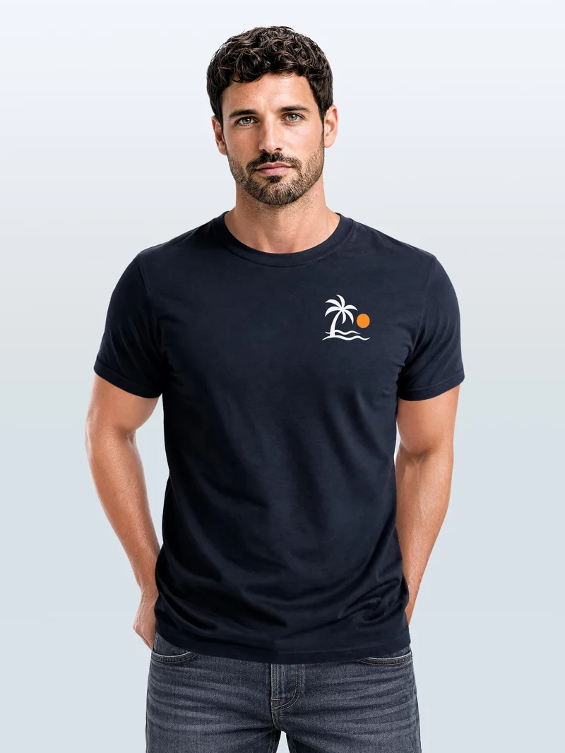 Herren T-Shirt Frontprint - Design Palme - Baumwollshirt Männer Fashion Streetstyle Slim Fit
