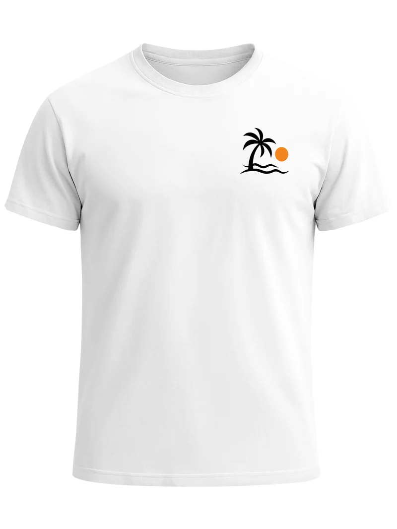 Herren T-Shirt Frontprint - Design Palme - Baumwollshirt Männer Fashion Streetstyle Slim Fit