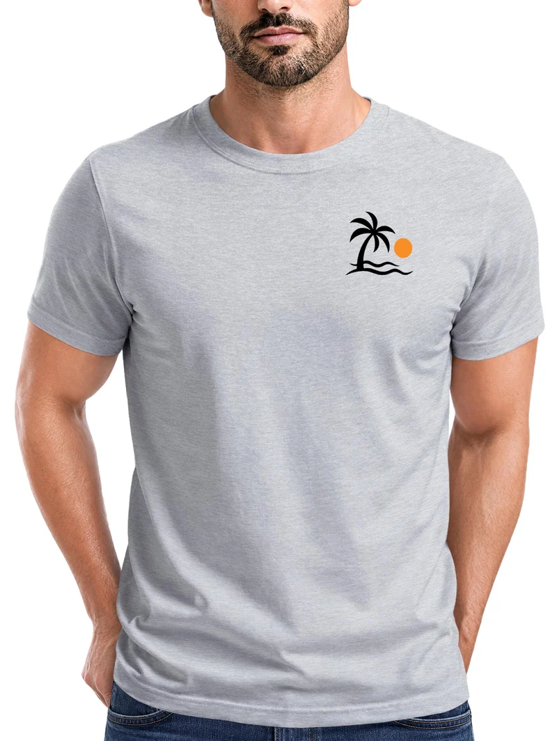 Herren T-Shirt Frontprint - Design Palme - Baumwollshirt Männer Fashion Streetstyle Slim Fit