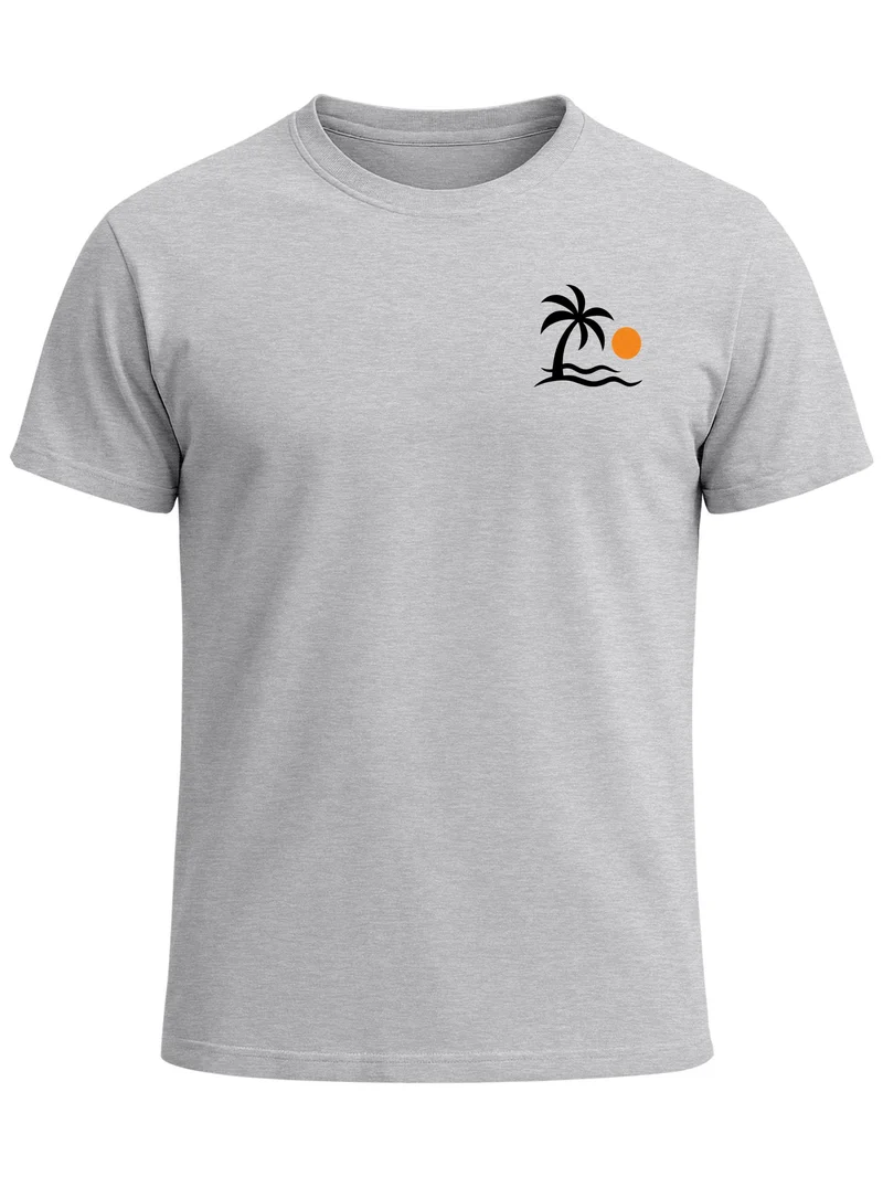 Herren T-Shirt Frontprint - Design Palme - Baumwollshirt Männer Fashion Streetstyle Slim Fit