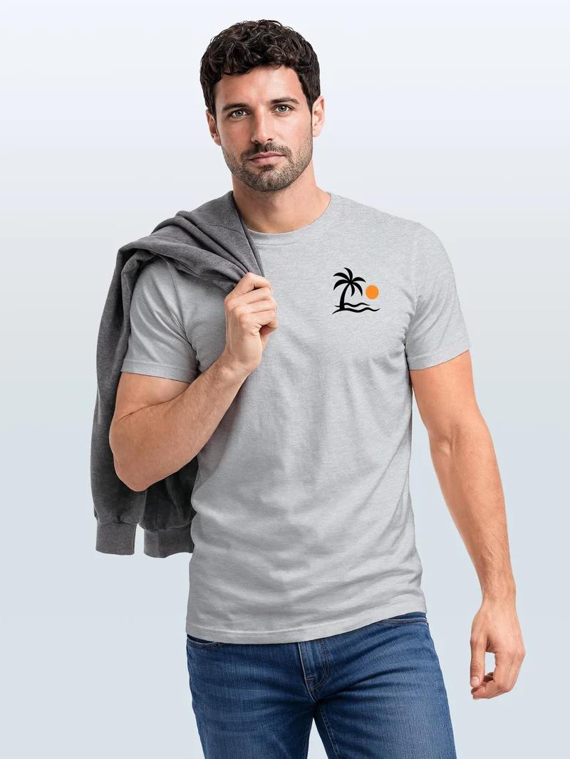 Herren T-Shirt Frontprint - Design Palme - Baumwollshirt Männer Fashion Streetstyle Slim Fit