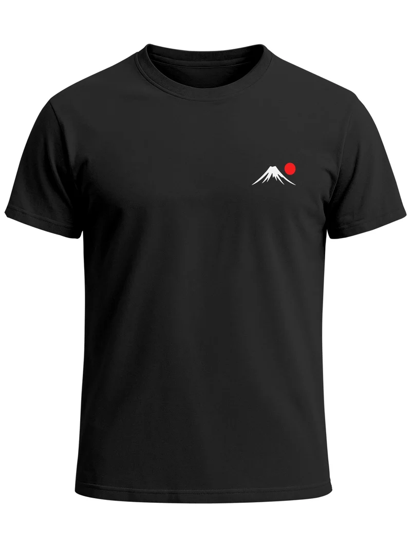 Herren T-Shirt Frontprint - Design Mount Fuji - Baumwollshirt Männer Fashion Streetstyle Slim Fit