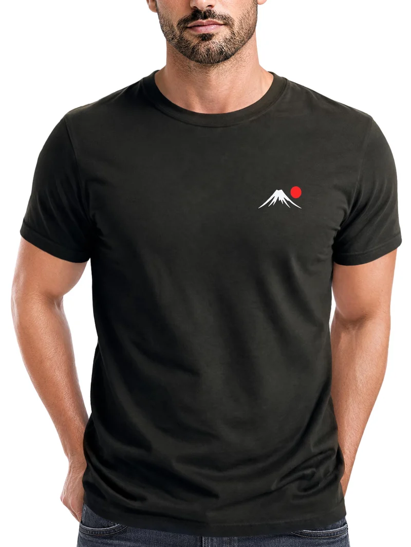Herren T-Shirt Frontprint - Design Mount Fuji - Baumwollshirt Männer Fashion Streetstyle Slim Fit