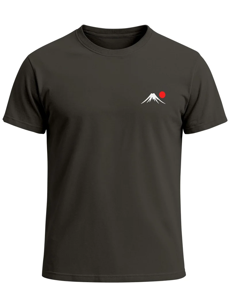 Herren T-Shirt Frontprint - Design Mount Fuji - Baumwollshirt Männer Fashion Streetstyle Slim Fit