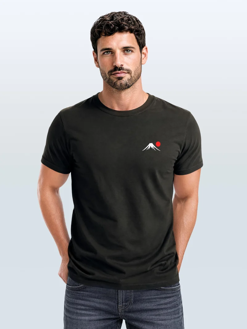 Herren T-Shirt Frontprint - Design Mount Fuji - Baumwollshirt Männer Fashion Streetstyle Slim Fit