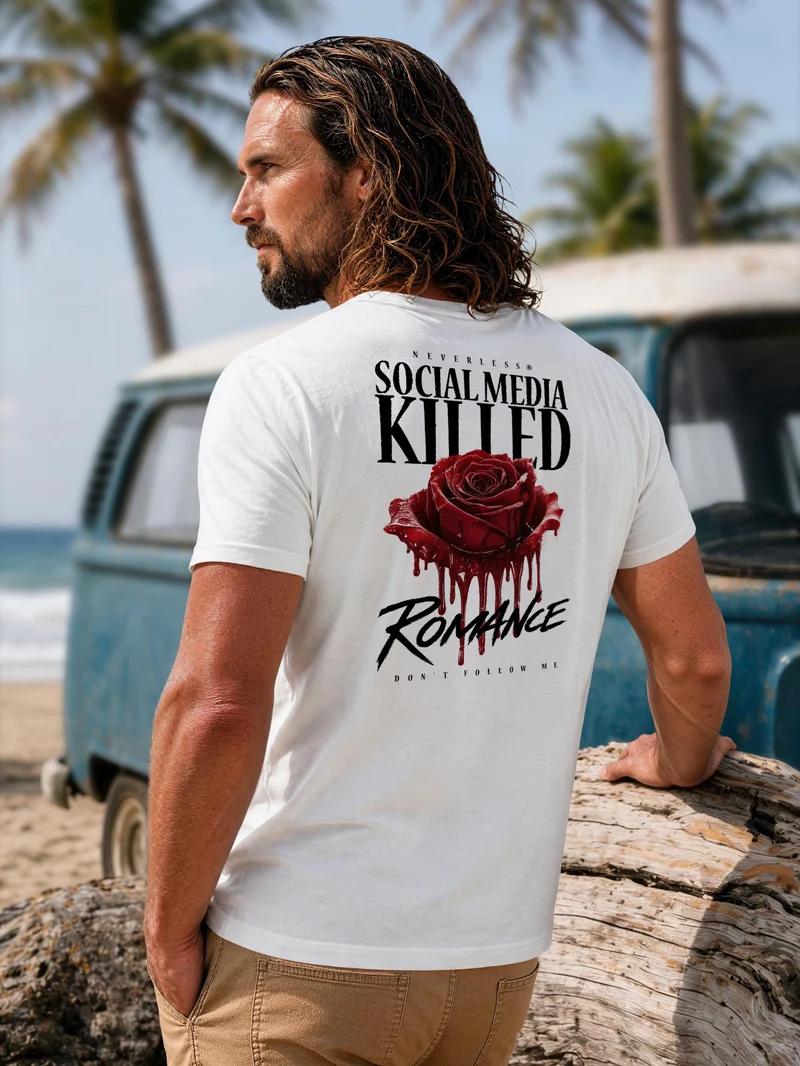 Herren T-Shirt Backprint - Design Romance - Baumwollshirt Männer Fashion Streetstyle Slim Fit