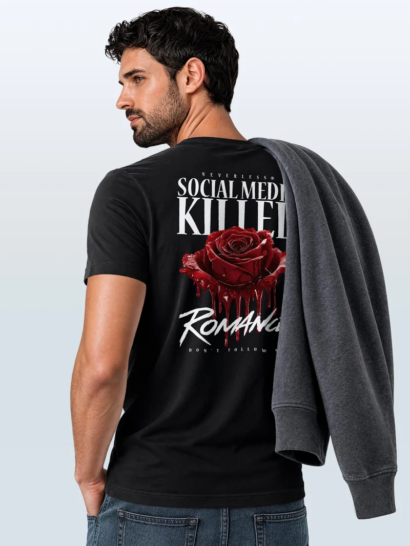 Herren T-Shirt Backprint - Design Romance - Baumwollshirt Männer Fashion Streetstyle Slim Fit