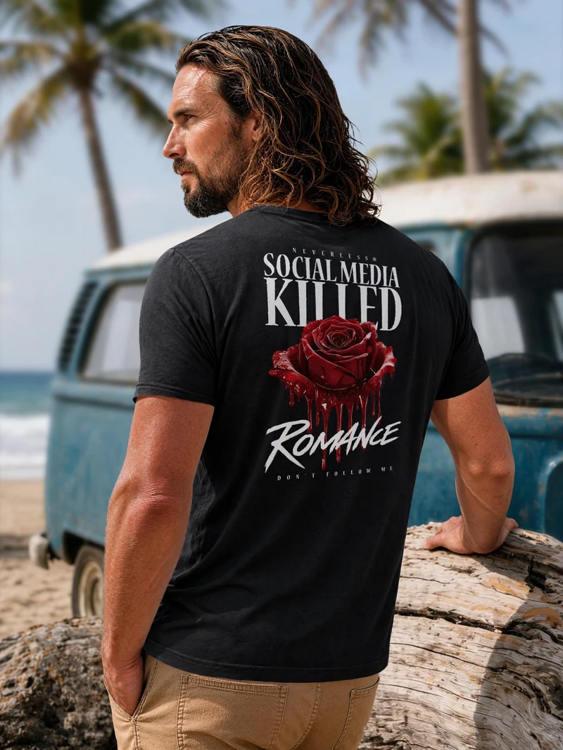 Herren T-Shirt Backprint - Design Romance - Baumwollshirt Männer Fashion Streetstyle Slim Fit