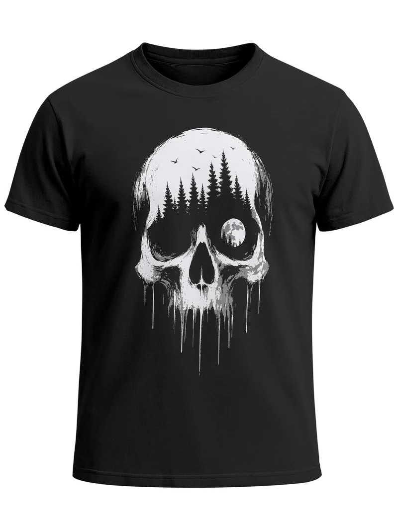 Herren T-Shirt Frontprint - Skull Hiking - Baumwollshirt Männer Fashion Streetstyle Slim Fit
