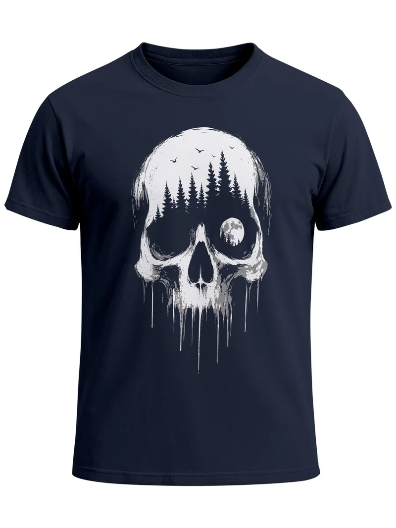 Herren T-Shirt Frontprint - Skull Hiking - Baumwollshirt Männer Fashion Streetstyle Slim Fit
