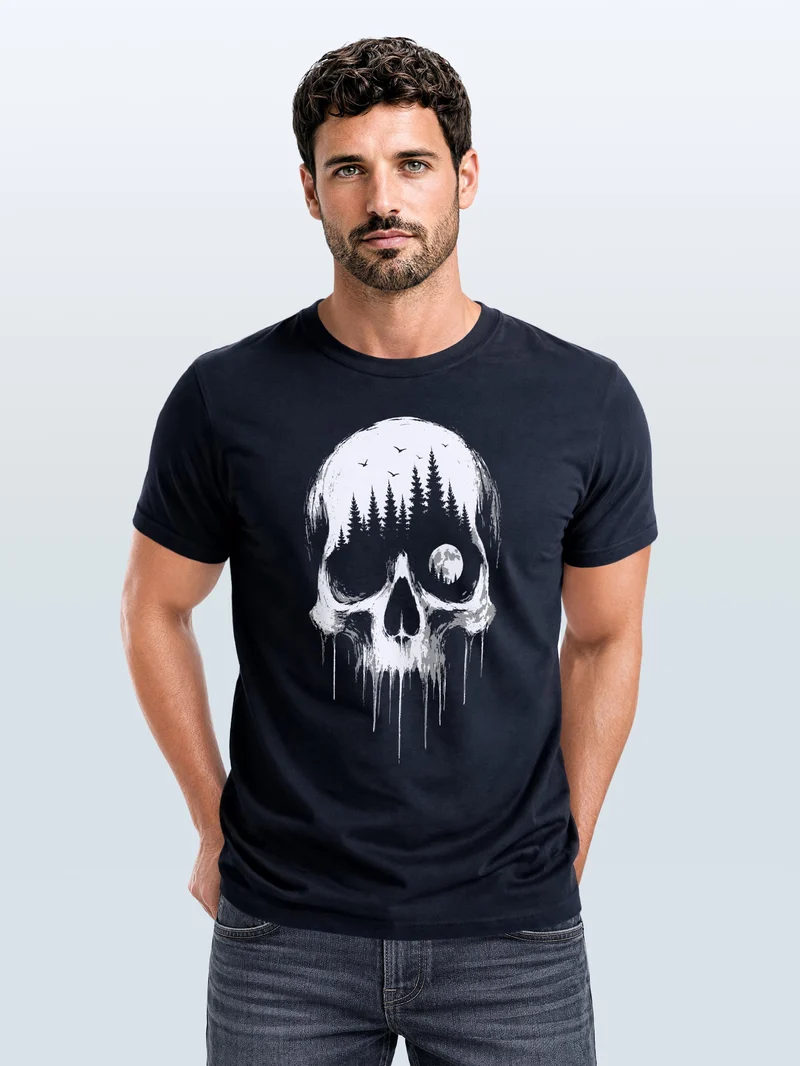 Herren T-Shirt Frontprint - Skull Hiking - Baumwollshirt Männer Fashion Streetstyle Slim Fit
