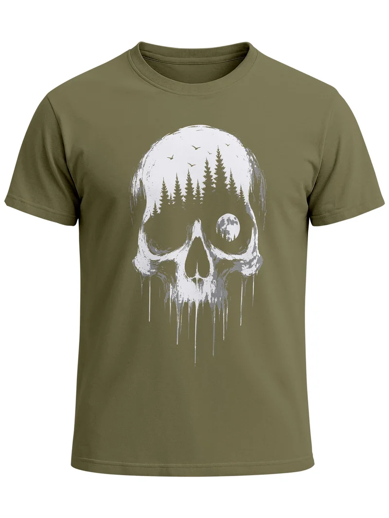 Herren T-Shirt Frontprint - Skull Hiking - Baumwollshirt Männer Fashion Streetstyle Slim Fit