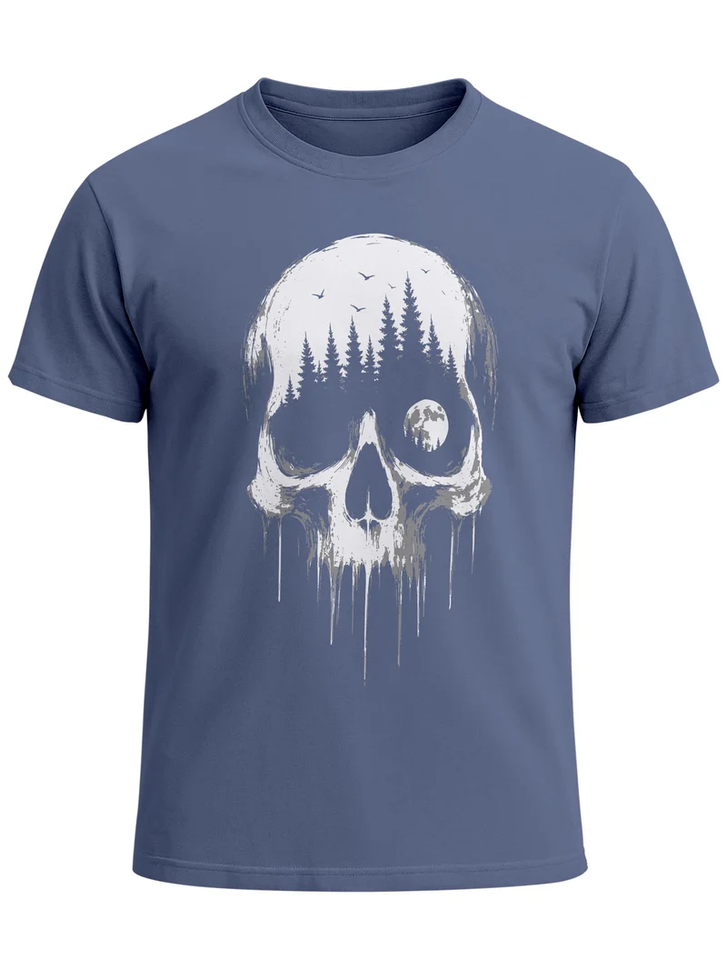 Herren T-Shirt Frontprint - Skull Hiking - Baumwollshirt Männer Fashion Streetstyle Slim Fit