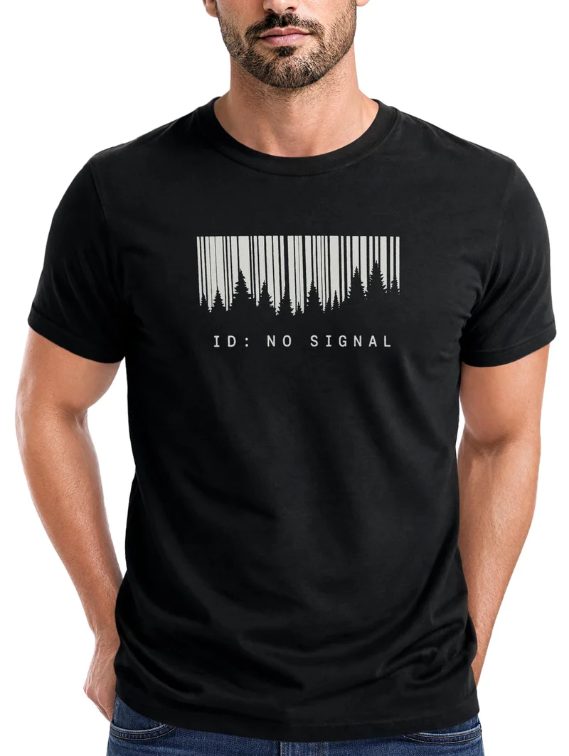 Herren T-Shirt Frontprint - Outdoor Design No Signal - Baumwollshirt Männer Fashion Streetstyle Slim Fit