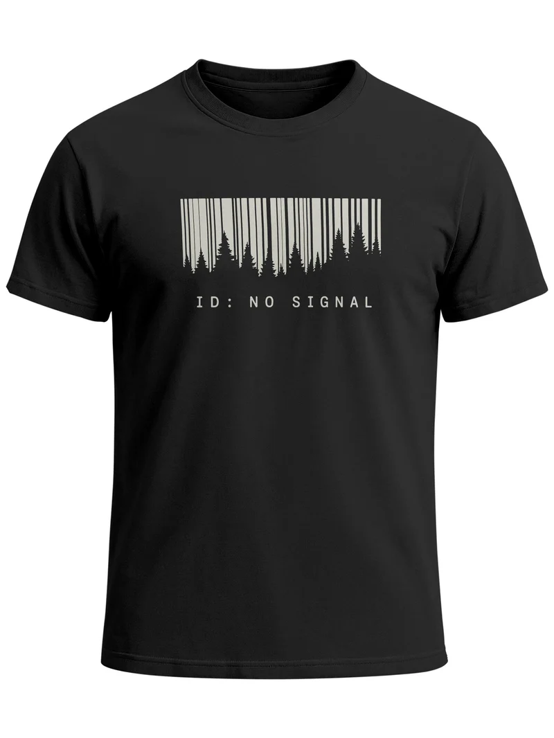 Herren T-Shirt Frontprint - Outdoor Design No Signal - Baumwollshirt Männer Fashion Streetstyle Slim Fit