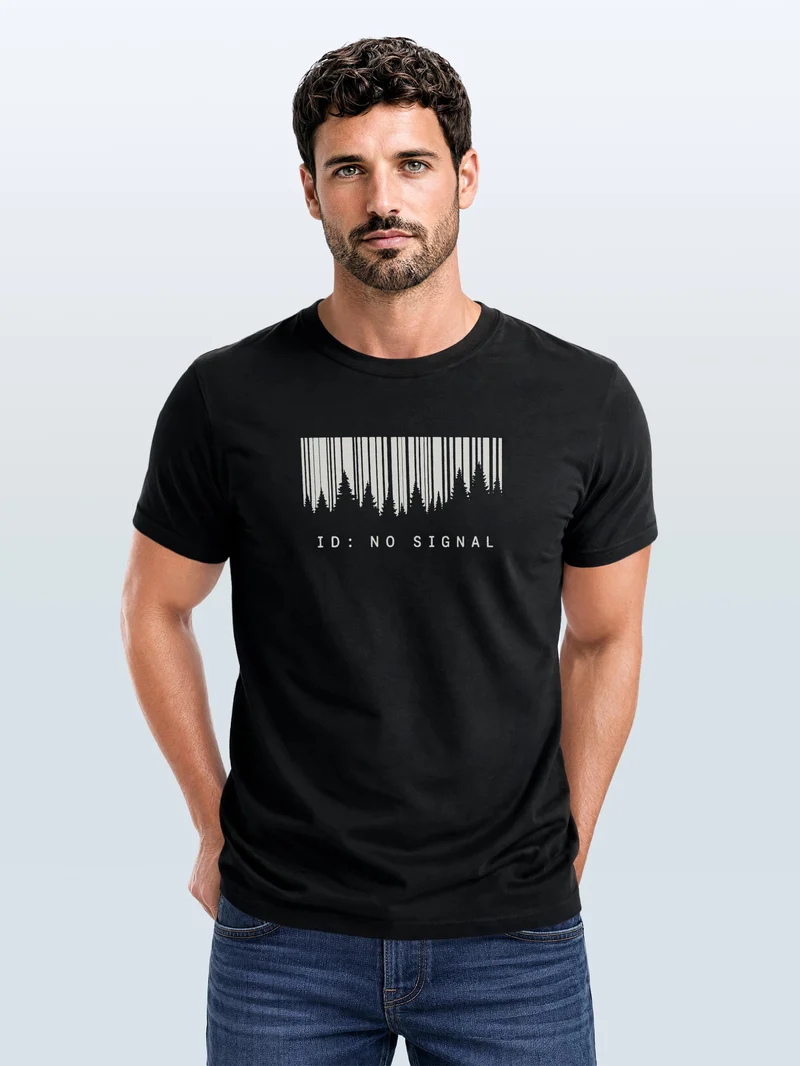 Herren T-Shirt Frontprint - Outdoor Design No Signal - Baumwollshirt Männer Fashion Streetstyle Slim Fit