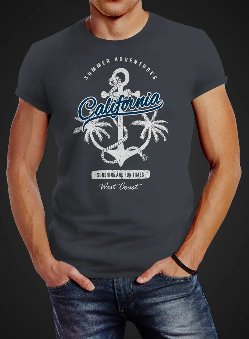 Herren T-Shirt Anker Palmen Anchor Palms Baumwolle Slim Fit