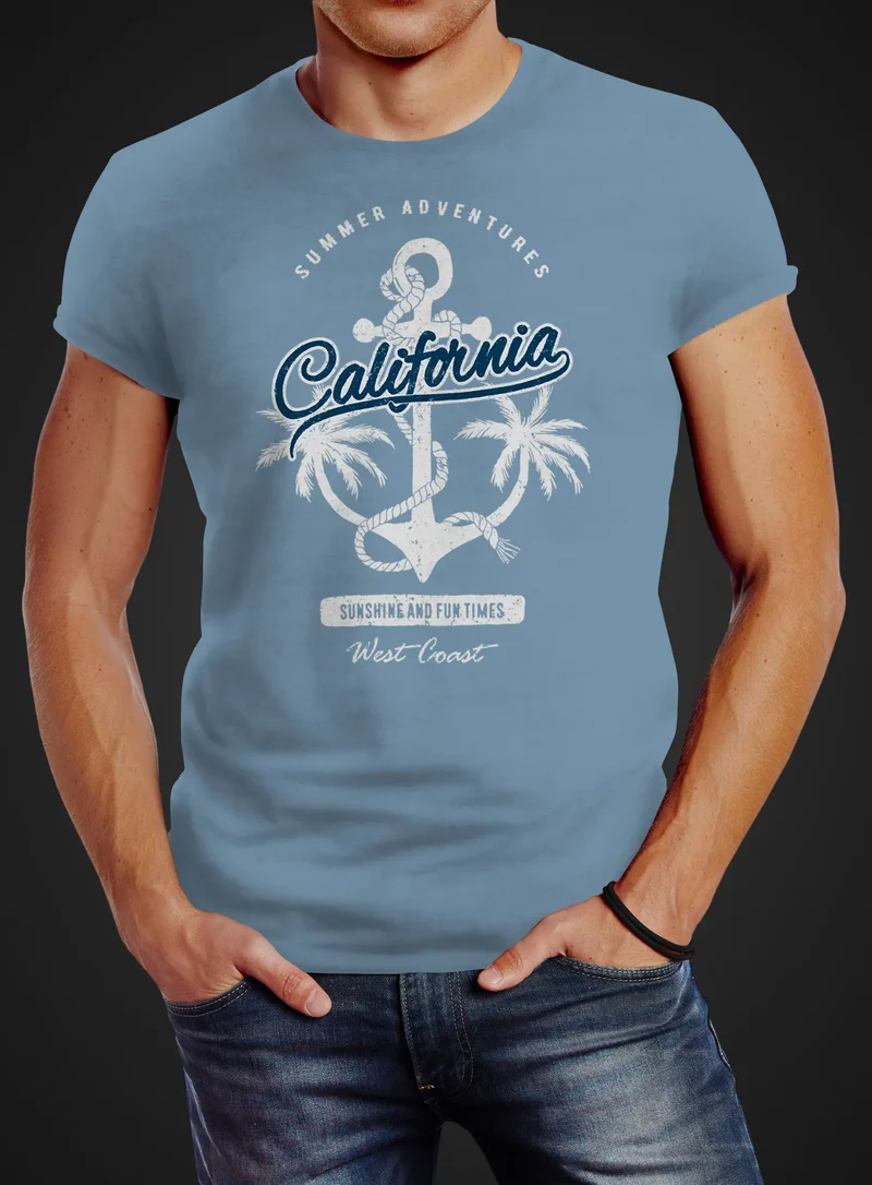 Herren T-Shirt Anker Palmen Anchor Palms Baumwolle Slim Fit