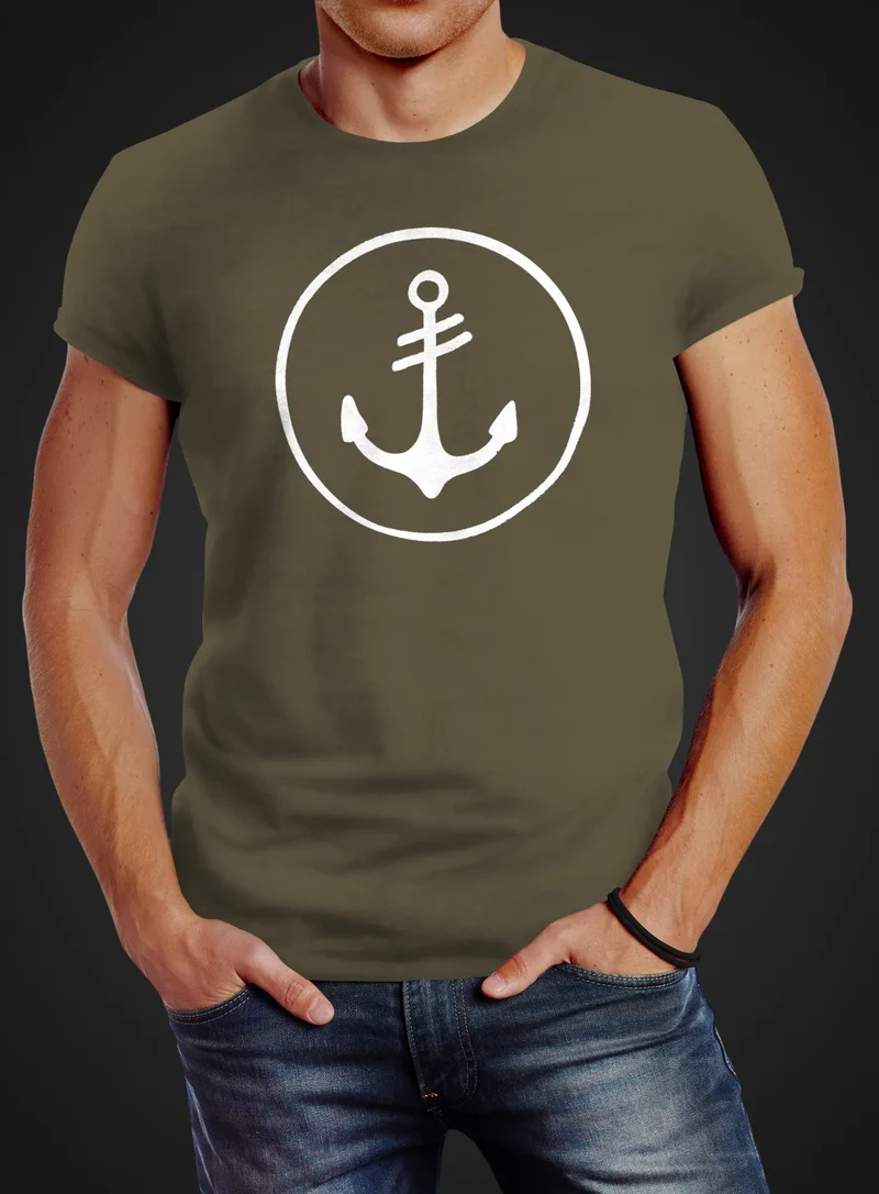 Cooles Herren T-Shirt Anker Kreis Segeln Meer Motiv