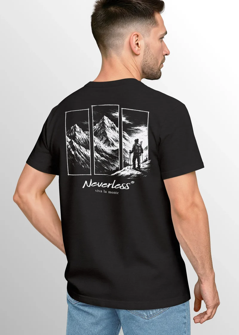 Herren T-Shirt Backprint Grafik Aufdruck Nature Outdoor Wandern Fashion Streetstyle Männer