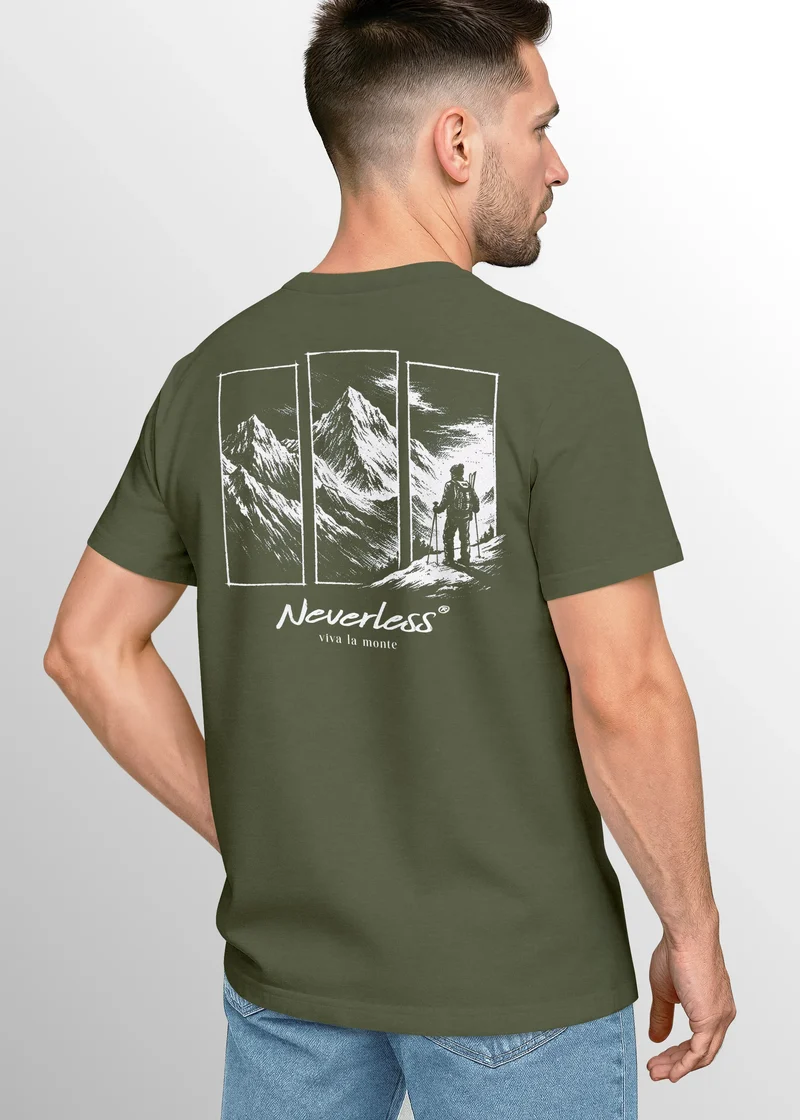 Herren T-Shirt Backprint Grafik Aufdruck Nature Outdoor Wandern Fashion Streetstyle Männer