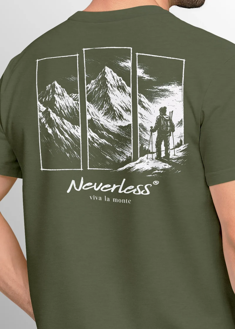 Herren T-Shirt Backprint Grafik Aufdruck Nature Outdoor Wandern Fashion Streetstyle Männer