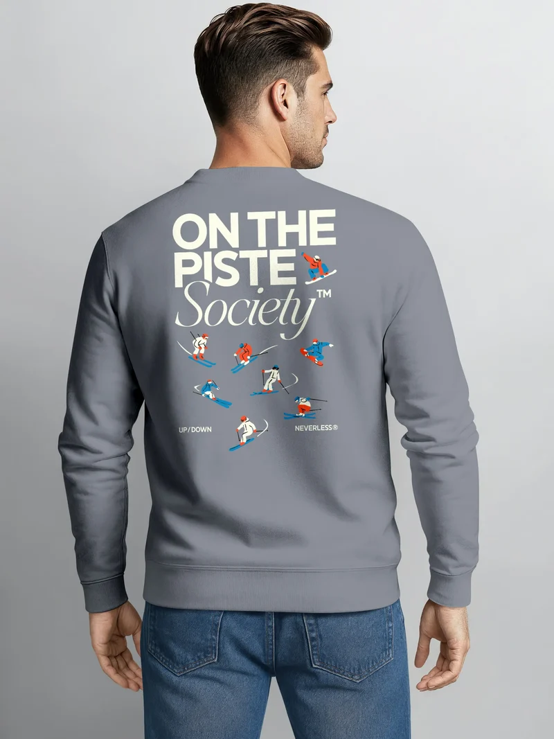 Sweatshirt Herren Pullover Backprint Piste Skifahren Snowboarden Après Ski Fashion Streetwear