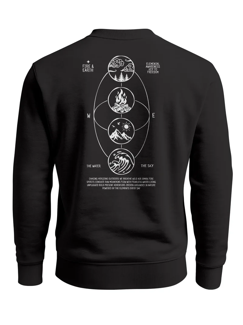 Sweatshirt Herren Pullover mit Backprint Nature Balance Icons Outdoor Fashion Streetwear Männer