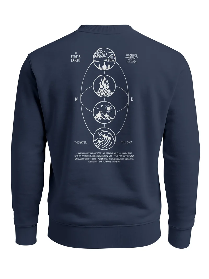 Sweatshirt Herren Pullover mit Backprint Nature Balance Icons Outdoor Fashion Streetwear Männer