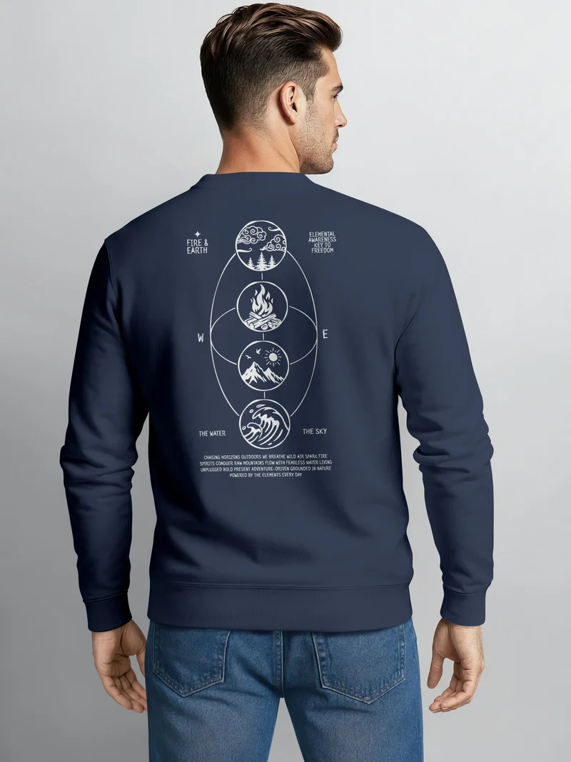 Sweatshirt Herren Pullover mit Backprint Nature Balance Icons Outdoor Fashion Streetwear Männer