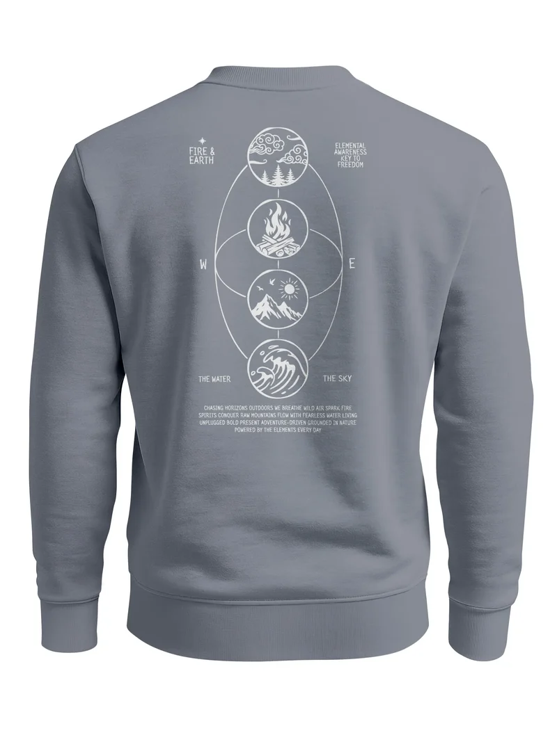 Sweatshirt Herren Pullover mit Backprint Nature Balance Icons Outdoor Fashion Streetwear Männer
