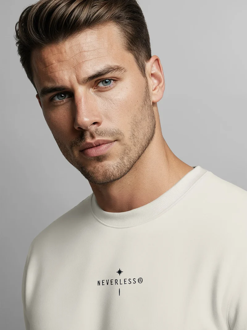 Sweatshirt Herren Pullover Backprint Vertikale Symbole | Kompass | Berge | Baum Outdoor Fashion Streetwear