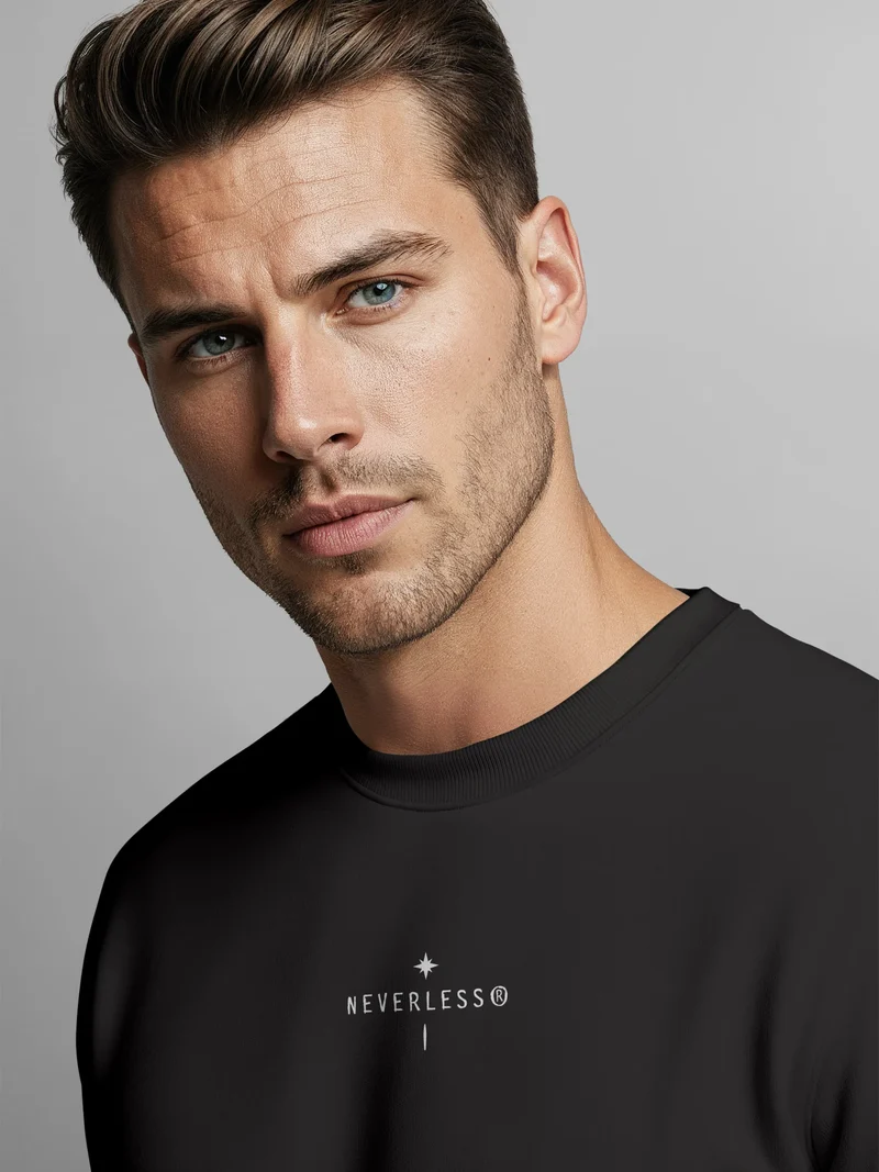 Sweatshirt Herren Pullover Backprint Vertikale Symbole | Kompass | Berge | Baum Outdoor Fashion Streetwear