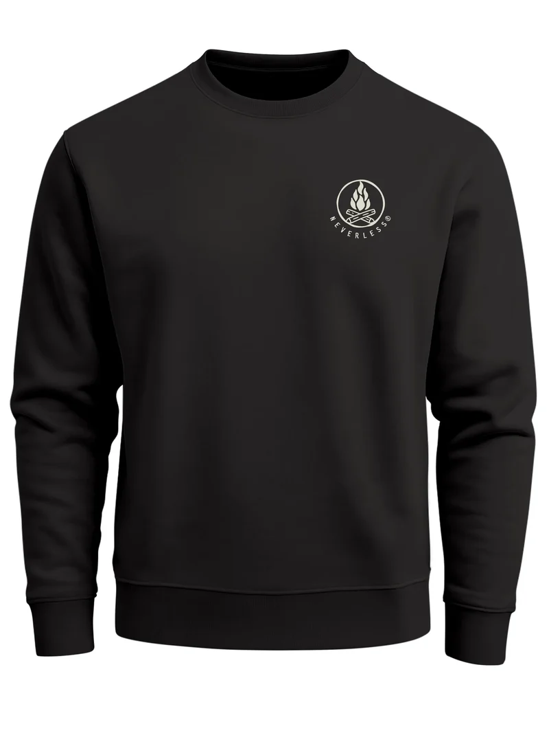 Sweatshirt Feuer-Symbol Icon Outdoor Herren Pullover mit Logo Print Fashion Streetwear