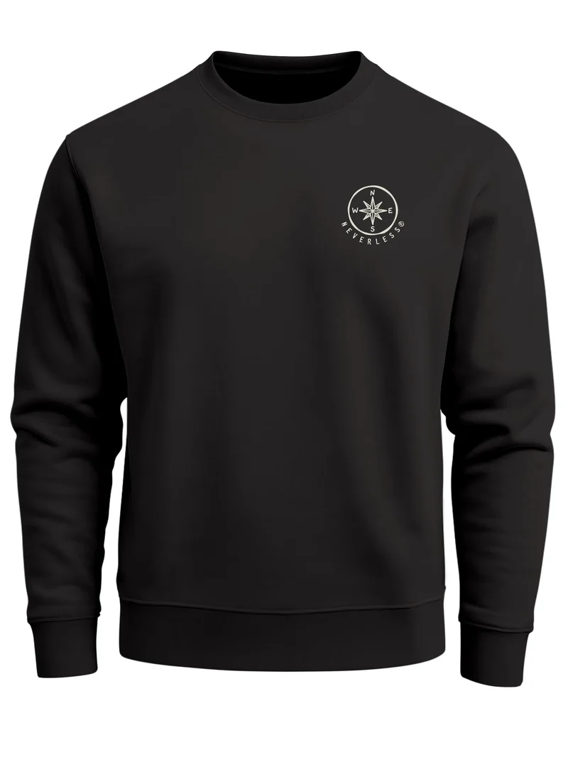 Sweatshirt Herren Logoprint Kompass Pullover mit Aufdruck Outdoor Fashion Streetwear