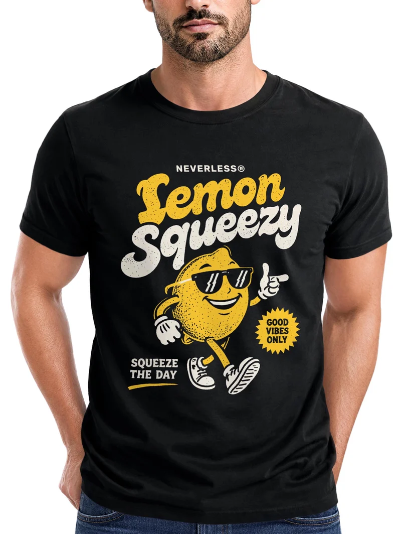 Herren T-Shirt Lemon Squeezy Frontprint Slim Fit