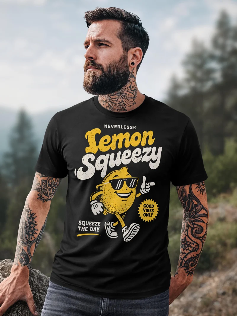 Herren T-Shirt Lemon Squeezy Frontprint Slim Fit