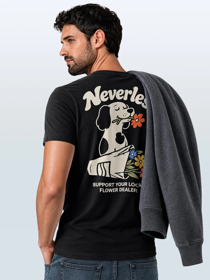 Herren T-Shirt Flower Dealer Backprint Slim Fit